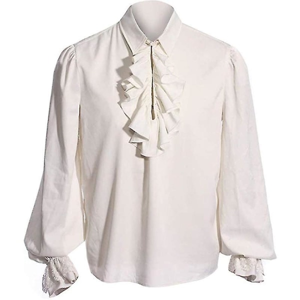 Mens Medieval Victorian Steampunk Shirt Costume white M