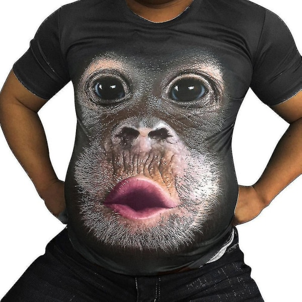 Trend Monkey Orangutang T-skjorte for menn 3d digitalt trykk Kortermet topp størrelse L