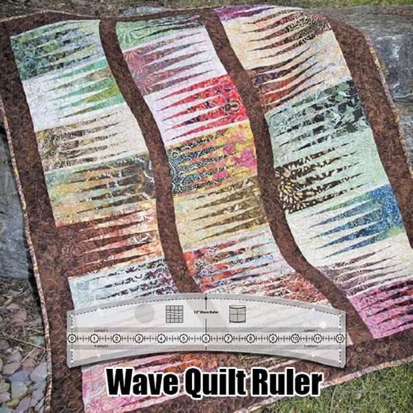 Wave Quilt Lineal gør det selv-håndværk Stencil Cut On Fold skabelon Syning Wave Edge Lineal 12inches