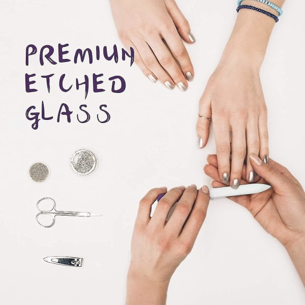 3-pack kristallglas nagelfil med case, glas nagelfil för naturnagel Professionell manikyr nagelverktyg Tjeckisk glasfil dubbelsidig etsad