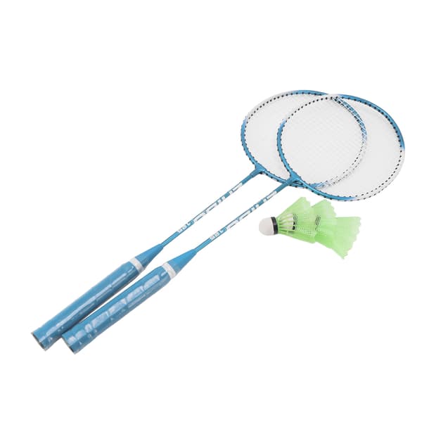 Badminton Racket Sett 2 Spillere Superlett Lav Luftmotstand Solid Medium Stang Smykker Blå