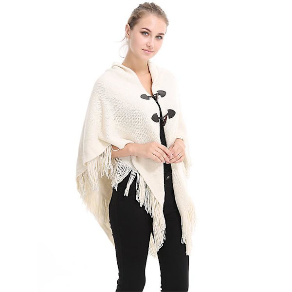 Viitta Tupsu Horn Solki Yksivärinen Epäsäännöllinen Kaksikerroksinen Tupsu Cape Huivi Dark grey 120cm