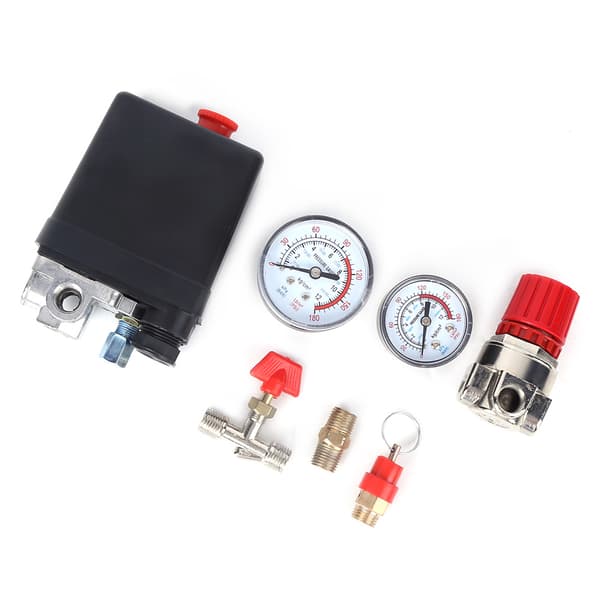 Luftkompressor Manifold Regulator Trykkkontroll Bryterventil 4 Hull Monteringsdeler