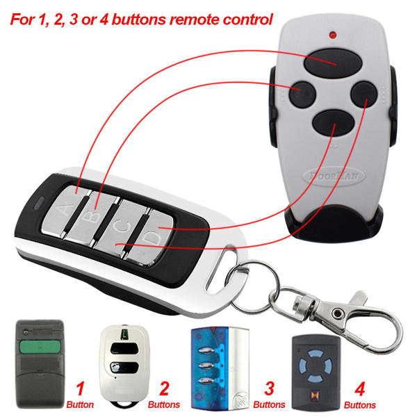 4-knappsknapp Fjärrkontroll Kopiera Fixed Code Learning Rf Controller med nyckelring för garageport 433MHZ