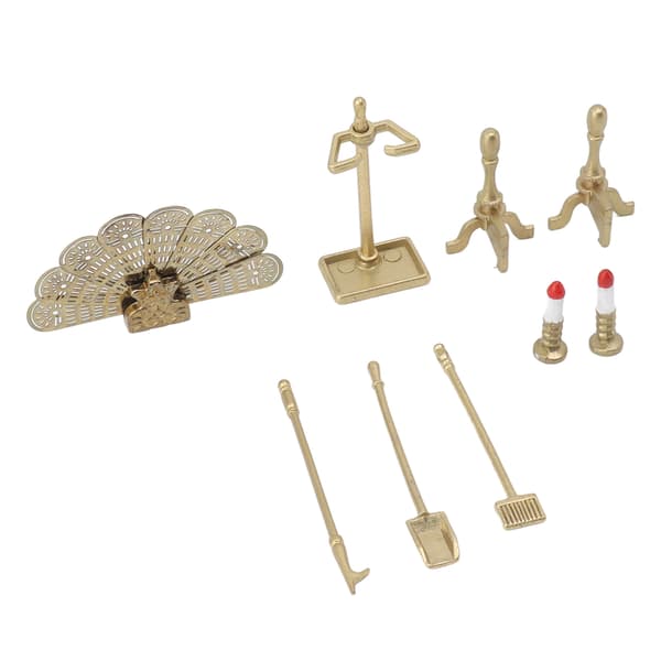 Dockskåp Eldstad Tillbehör Set 1/12 Skala Miniatyrmöbler Dekor