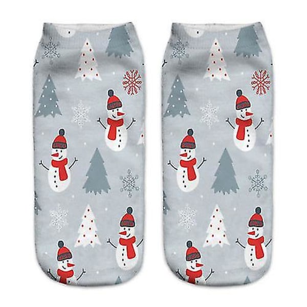 Kvinnor Xmas Mid Calf Strumpor Nyhet Roliga Tube Socks Julstrumpa 8 Pairs Forest Snowman