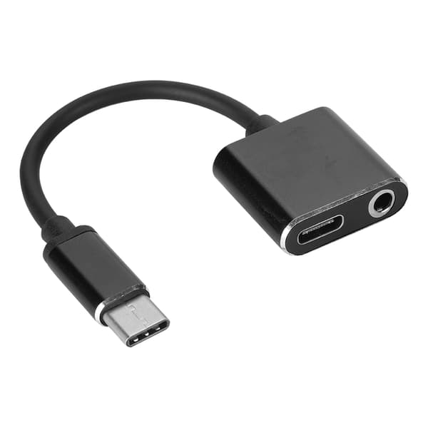 Type C til 3,5 mm Lydadapter Konverter (svart)
