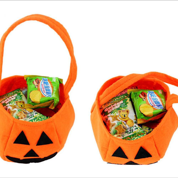 4 stykker gresskar godteripose Trick or treat-poser med håndtak for barn Halloween kostymefest