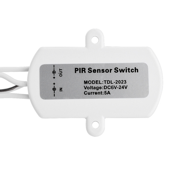 Mini PIR Infrarød Bevægelsessensor Switch til LED Strip - Hvid, 5A, DC 6-24V