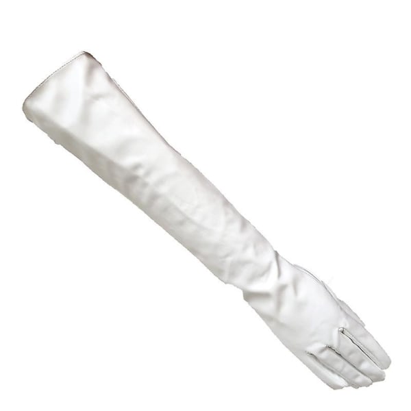 Dam Simuleringshandskar Läder Silkeslen Foder Långt över armbågen 50cm Vit S S Vit S White