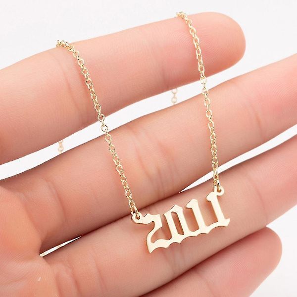 1980-2019 Birth Year Number Charm Pendant Stainless Steel Chain Necklace Jewelry Silver 1991
