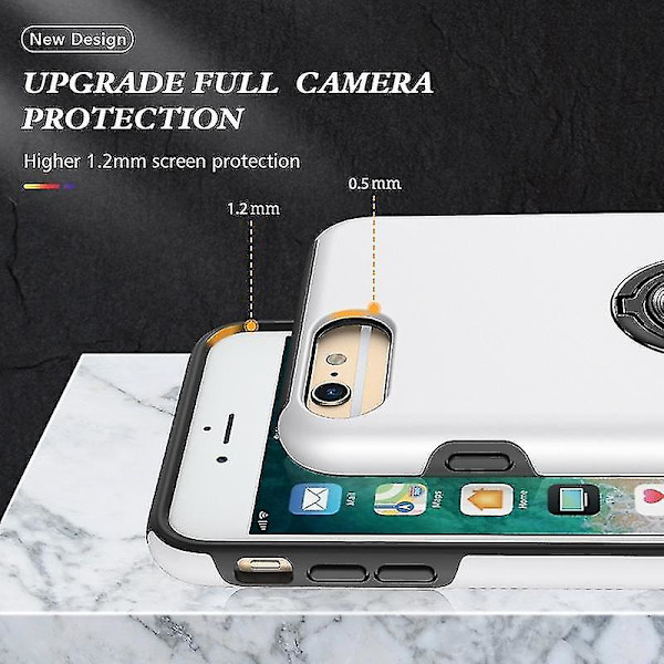 Magneettirengas Kickstand Iskunkestävä phone case Iphone 6 Plus -puhelimelle (musta) Silver