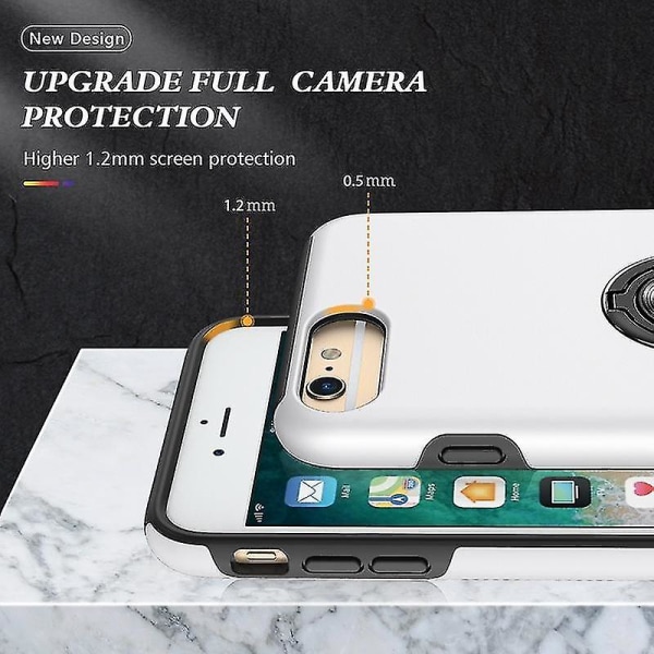 Magnetisk ring Kickstand Stötsäkert phone case för Iphone 6 Plus (svart) Silver