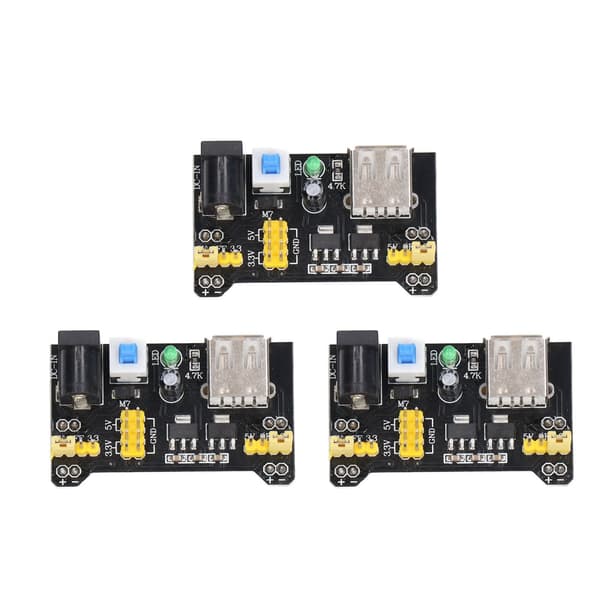 3 stk. Breadboard Strømforsyningsmodul Spændingsregulator DC 3.3V 5V Dobbelt Kanal Output
