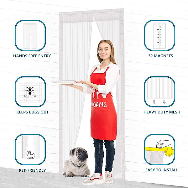 Magnetisk flue insektnet netgardin passer til dør op til 90x210cm