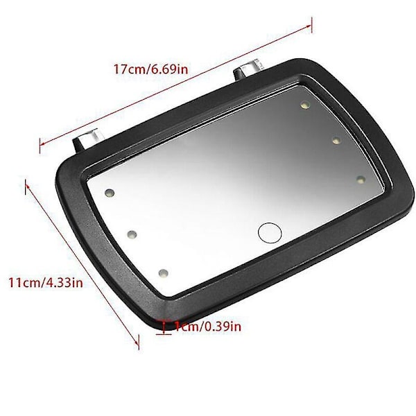 6 Led bil Solskydd Sminkspegel Touch Switch High Clear Innerspegel Hd Universal 170*110mm-ej batteri