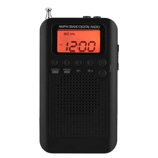 Bærbar digital AM/FM stereoradio med LCD-skjerm