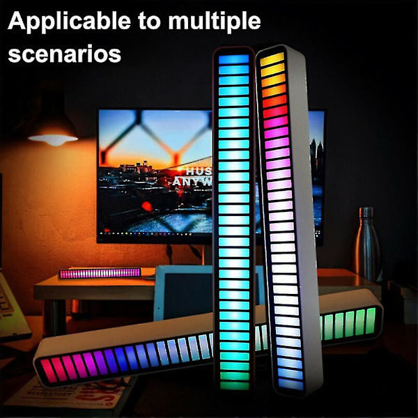 Hhcx-32 Led Rgb Bil Lyd Kontrol Lys Stemme Pc Pick Music Rhythm Light Silver White