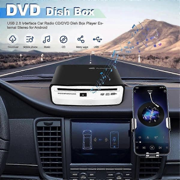 【BQ】USB-drevet bærbar CD-afspiller til biler, universel ekstern CD-drev til biler
