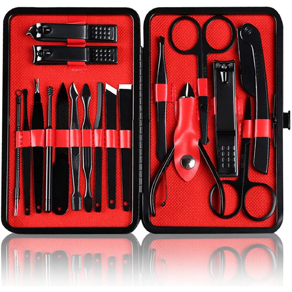 18 stk Manicure Sæt Negleklipper Pedicure Kit Manicure Professionelt Værktøj Gave