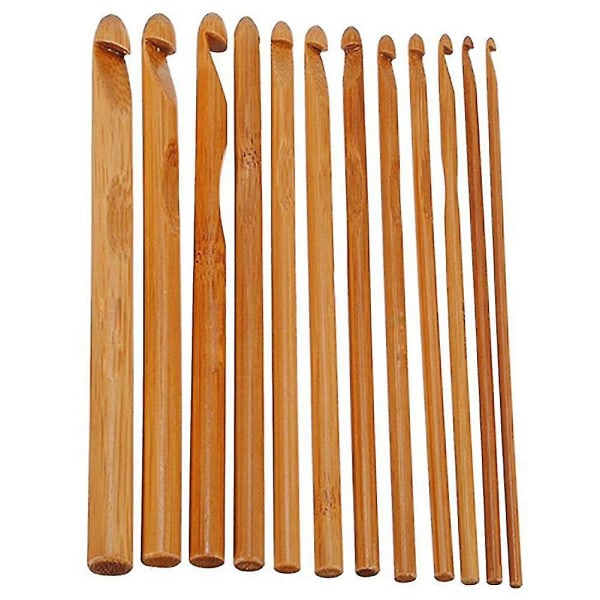 12 stk Bambus træhåndtag hæklenåle 3mm-10mm striknålegarn Håndværk