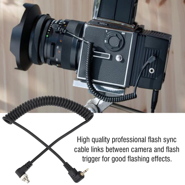 2,5 mm hane Flash PC Sync-kabel Skruvlås Förlängd Spiraltråd