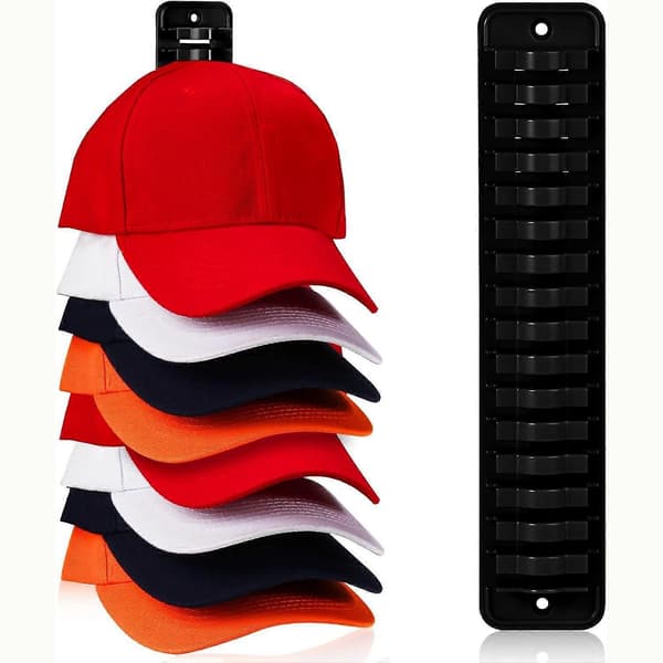 Veggmontert caps-organisator - Hatteoppbevaring og utstillingsstativ black 2 pack