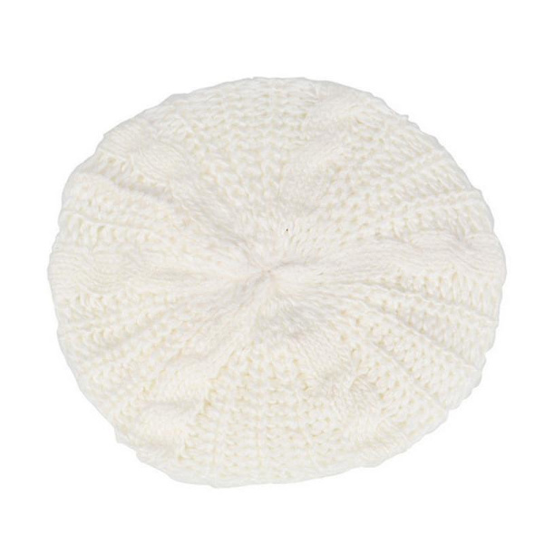Hhcx-kvinner Vinter Varm Strikket Tykk Hekle Slouch Stretch Dame Beanie Varm Lue White