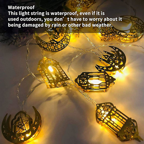 Ramadan Eid String Light, Eid Mubarak koristenauhavalot, Moon Star Led Ramadan Lamp Lyhty, Ramadan Kareem