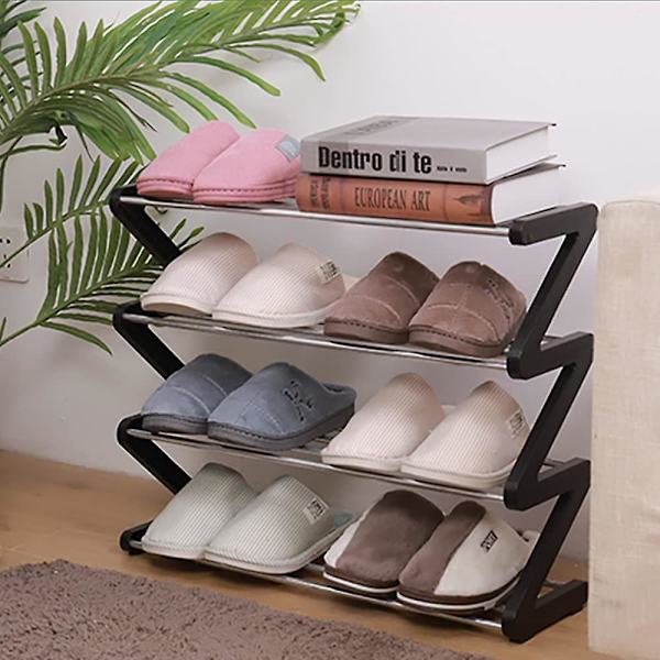 Tier Small Shoe Rack-Opbevaringsorganisator til skabsindgang Hallway Sort