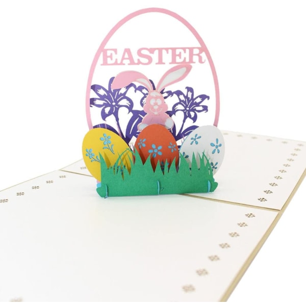 Påske lykønskningskort sæt, kreativ popup gavekort tomt 3D kanin feriekort