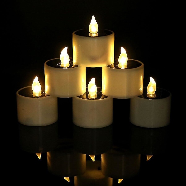 Solar Candles Lights Flameless Oppladbare Led Candle Lights-6pack