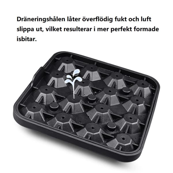 Diamantformad isbricka med 16 fack och silikonfoder, lämplig för whisky och kylda drycker.