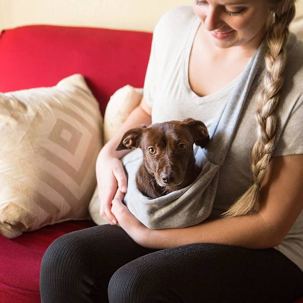 Hund Katt bärsele Handsfree Vändbar husdjursväska Mjuk påse Tote Design Grå Grey