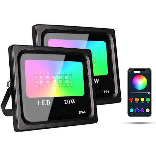 Set med 2 20W RGB LED-projektorer, Bluetooth -ljusfärgsprojektorstyrd