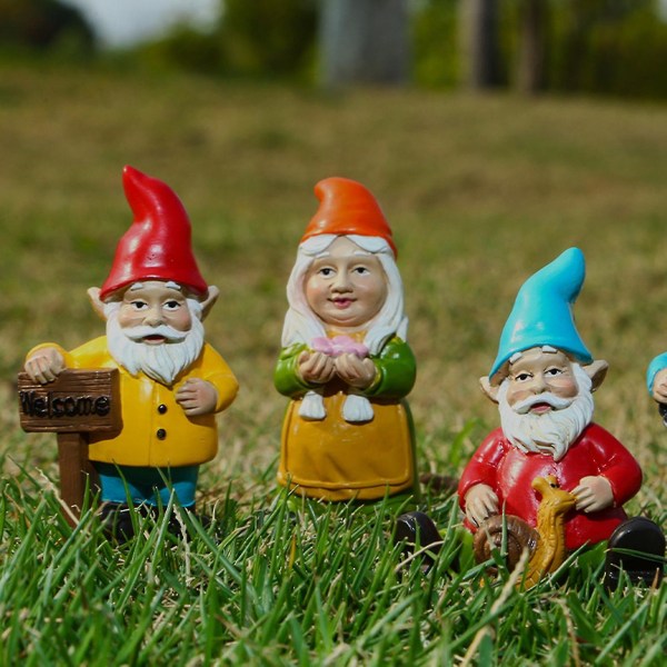 Dværge Dekoration Gnome Figurer Resin Realistisk Fairy Garden Sæt til Have Micro Landscape