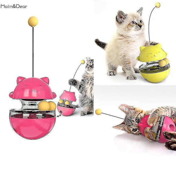 Hhcx-fun Tumbler Pets Slow Food Entertainment Toys Attract The Attention Of The Cat Adjustable(yellow)