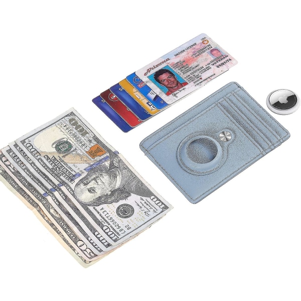 Ultrasmal enkel plånbok med främre fickor med inre AirTag sleeve blå Blue