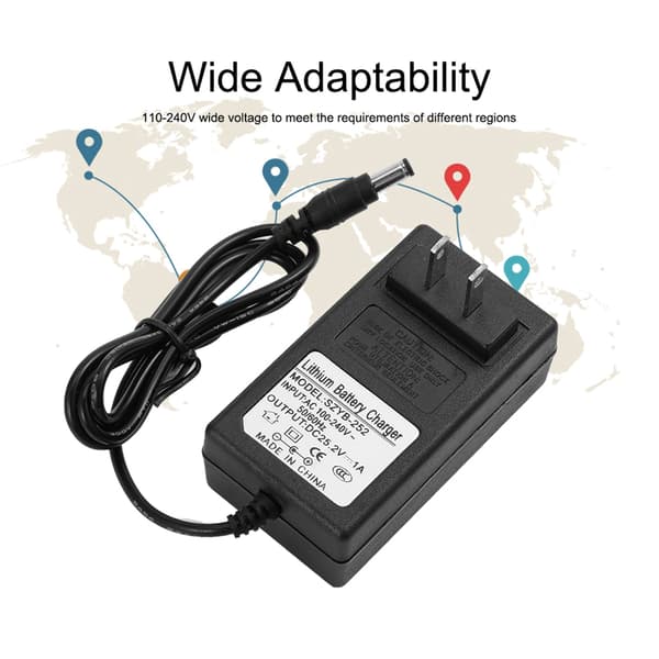 Universal 25,2V 1A Batterilader Strømadapter - Amerikansk Stikkontakt