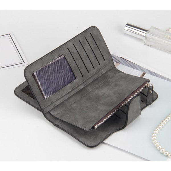Handväska med stor kapacitet Pengaväska i konstläder med dragkedja för kvinnor (svart)
