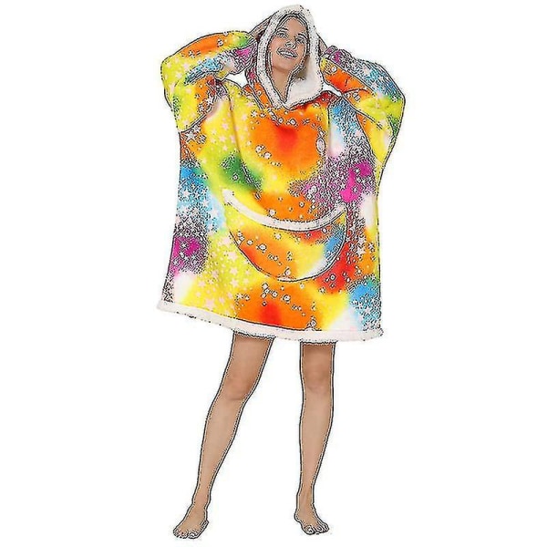 Super Dalian Hoodie Filt Hoodie Super Soft Sherpa Wool Giant Sweatshirt För Vuxna S Colorful Stars