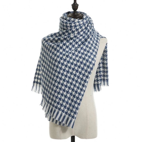 Vinter Ull Skjerf Sjal For Dame Langt Store Tykke Varme Vendbare Skjerf Blue