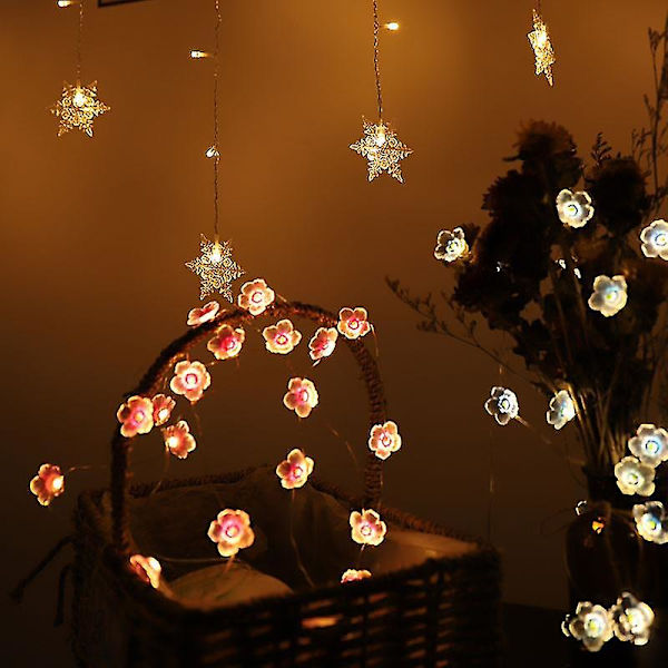 Cherry Blossom Decor valonauhat Led Fairy Flower Lights Joulukoristeet blue