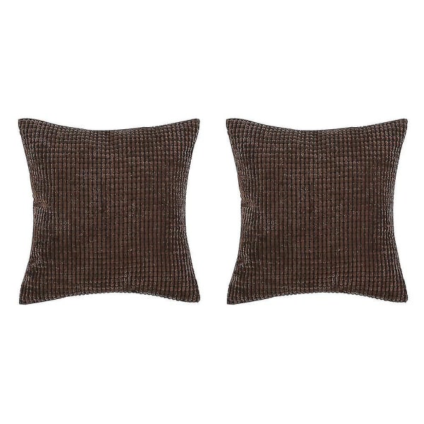 Mjuka dekorativa manchester sammet fyrkantiga kuddfodral (brun, 60* 60 cm)