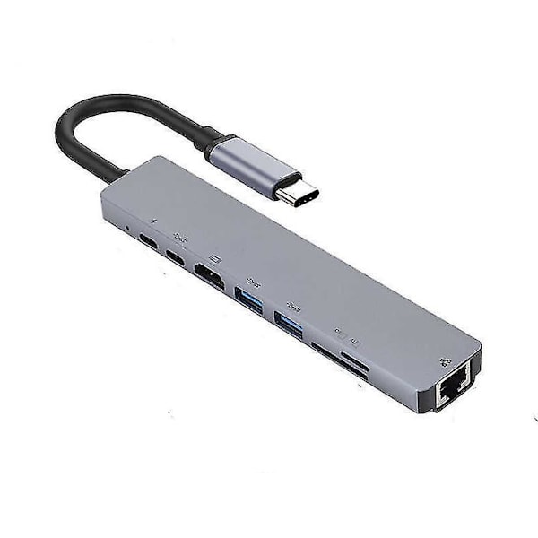 8 In1 Usb-c 3.1 till Type-c USB 3.0 Hub, HDMI Rj45 Ethernet Micro Adapter
