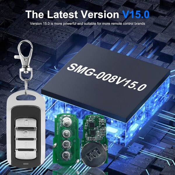 4-knappsknapp Fjärrkontroll Kopiera Fixed Code Learning Rf Controller med nyckelring för garageport 433MHZ