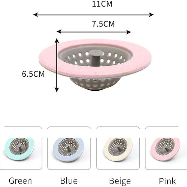 1st Bärbar silikonsil Avfallsplugg Handfat Filter Badrum Dusch Avlopp Handfat Avlopp Cover Handfat Durkslag Avlopp Hårsil Blue