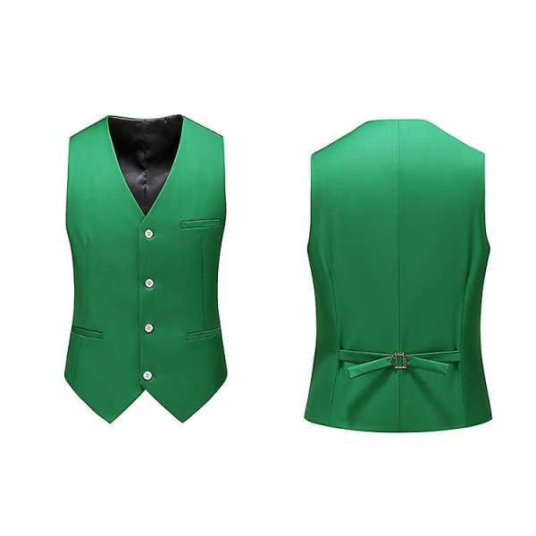 Mens V-neck Solid Color Business Vest Green 5XL