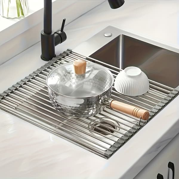 【BQ】foldbart opvaskestativ i rustfrit stål – pladsbesparende design til vask, bærbart & rustfrit 1 stk 1 del Svart-