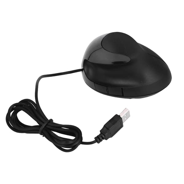 Ergonomisk design USB-kablet spilmus med håndledsstøtte - 1600 DPI - til bærbar computer (sort)